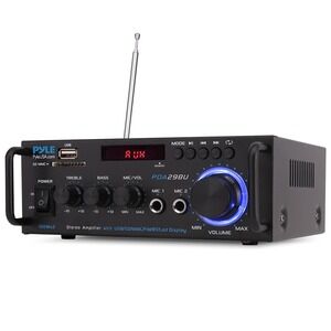 Pyle PDA29BU 200W Bluetooth Stereo Amplifier Dual Karaoke Mic USB SD FM Radio